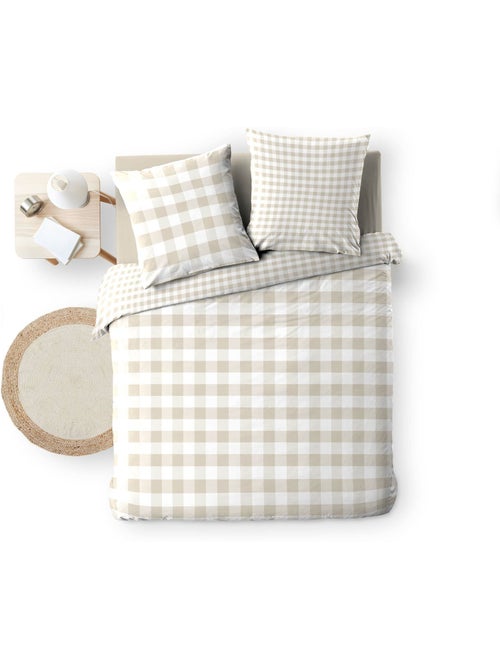 Parure de lit 100% coton victoire + drap housse 140 x 190 cm sable - Kiabi Parure de lit 100% coton victoire + drap housse 140 x 190 cm sable - Kiabi