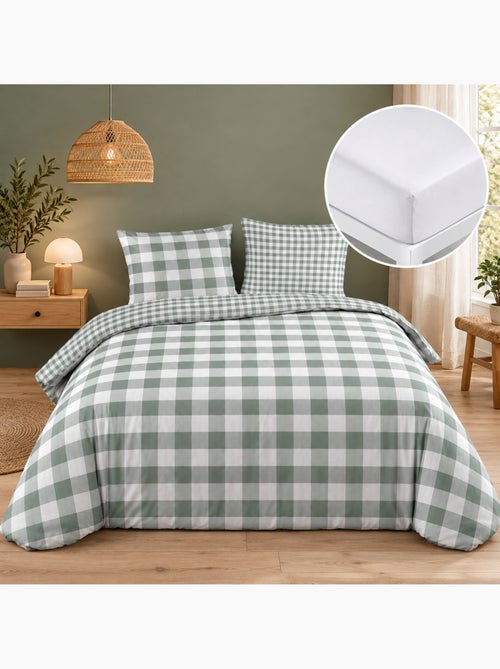 Parure de lit 100% coton victoire + drap housse blanc - Kiabi Parure de lit 100% coton victoire + drap housse blanc - Kiabi