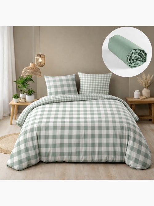 Parure de lit 100% coton victoire + drap housse blanc - Kiabi Parure de lit 100% coton victoire + drap housse blanc - Kiabi