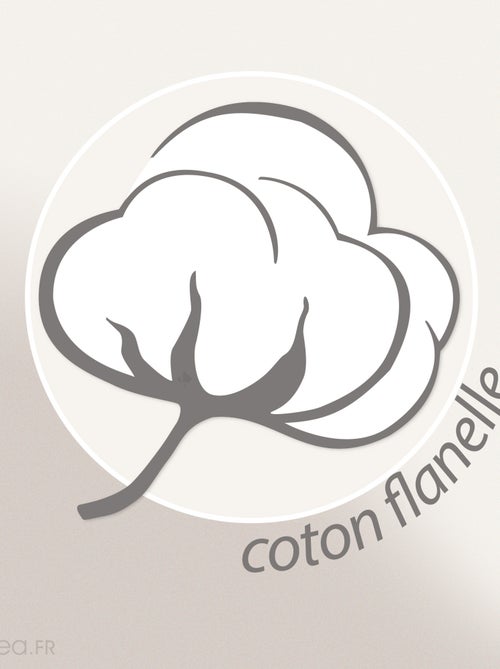 Parure de lit 100% flanelle de coton JULES gris/jaune - Kiabi