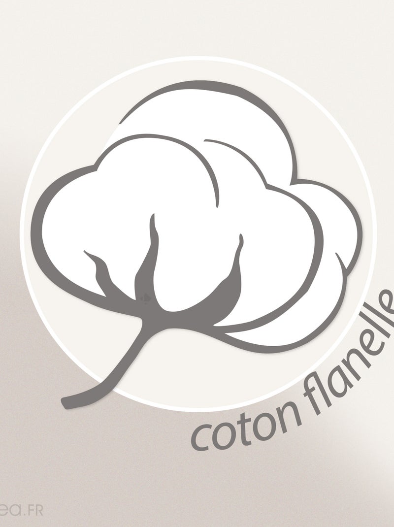 Parure de lit 100% flanelle de coton JULES gris/jaune Jaune - Kiabi