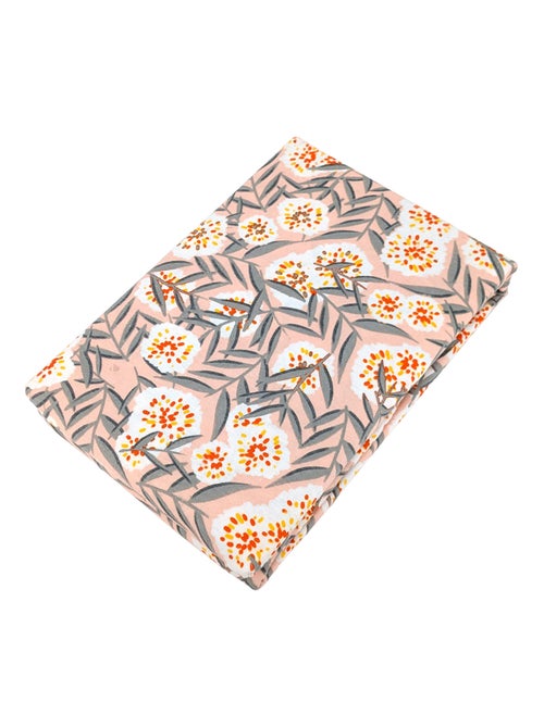 Parure de lit 100% flanelle de coton LILY gris orange - Kiabi