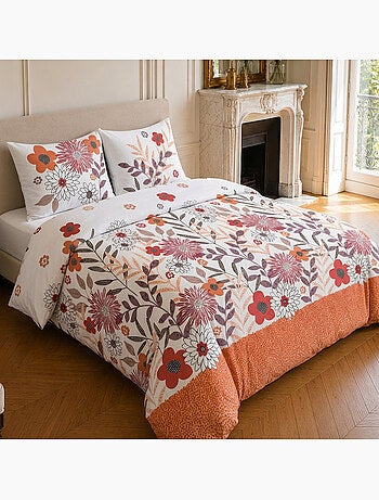 Parure de lit 100% microfibre motif floral, printemps