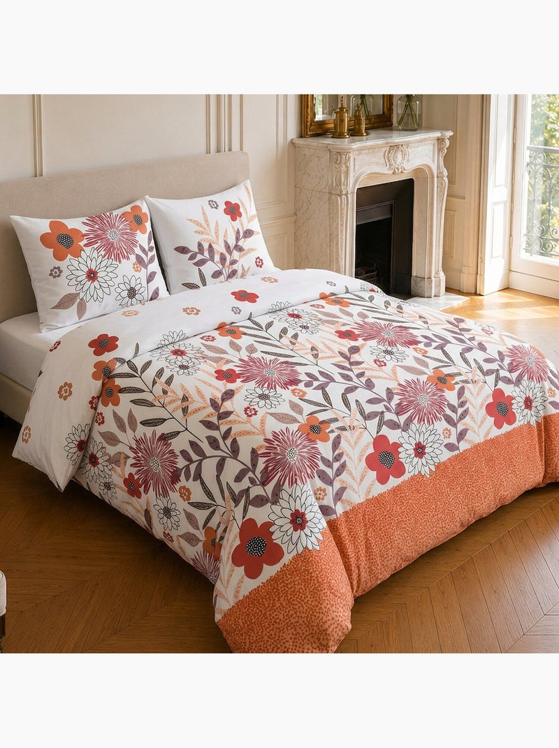 Parure de lit 100% microfibre motif floral, printemps Multicolore - Kiabi