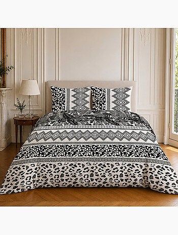 Parure de lit 100% microfibre motif géométrique, lavane