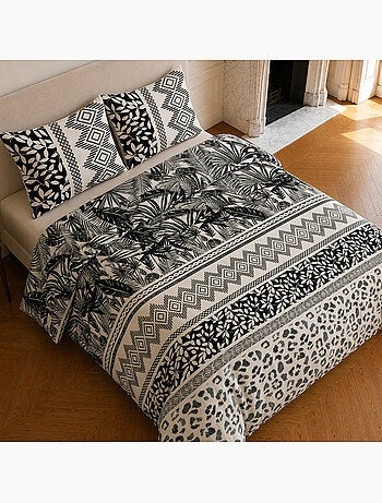 Parure de lit 100% microfibre motif géométrique, lavane