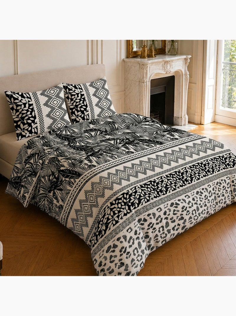 Parure de lit 100% microfibre motif géométrique, lavane Multicolore - Kiabi