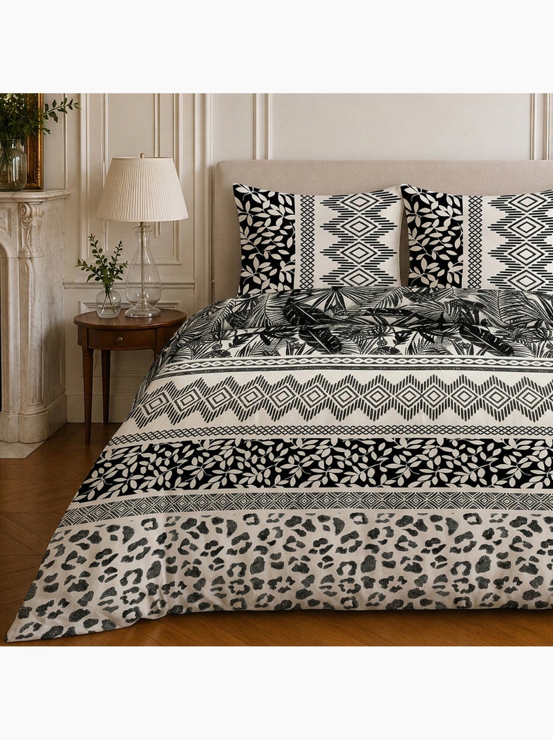 Parure de lit 100% microfibre motif géométrique, lavane Multicolore - Kiabi
