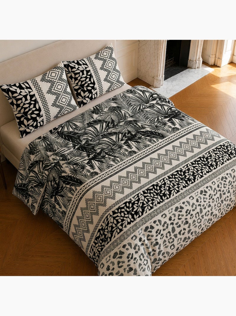 Parure de lit 100% microfibre motif géométrique, lavane Multicolore - Kiabi