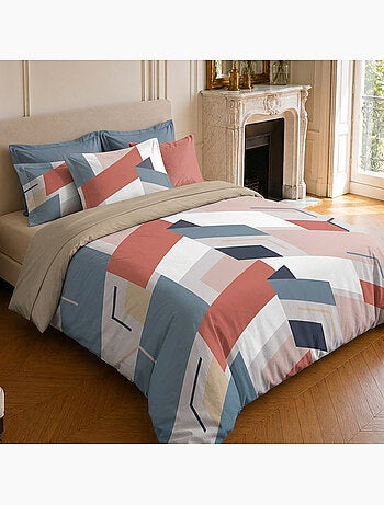 Parure de lit 100% microfibre motif géométrique, pepite