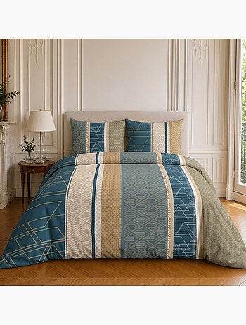 Parure de lit 100% microfibre motif géométrique, ulysse