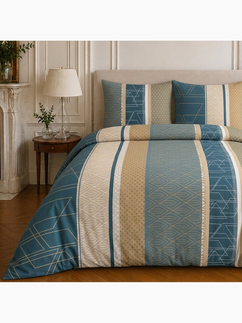 Parure de lit 100% microfibre motif géométrique, ulysse Bleu marine - Kiabi