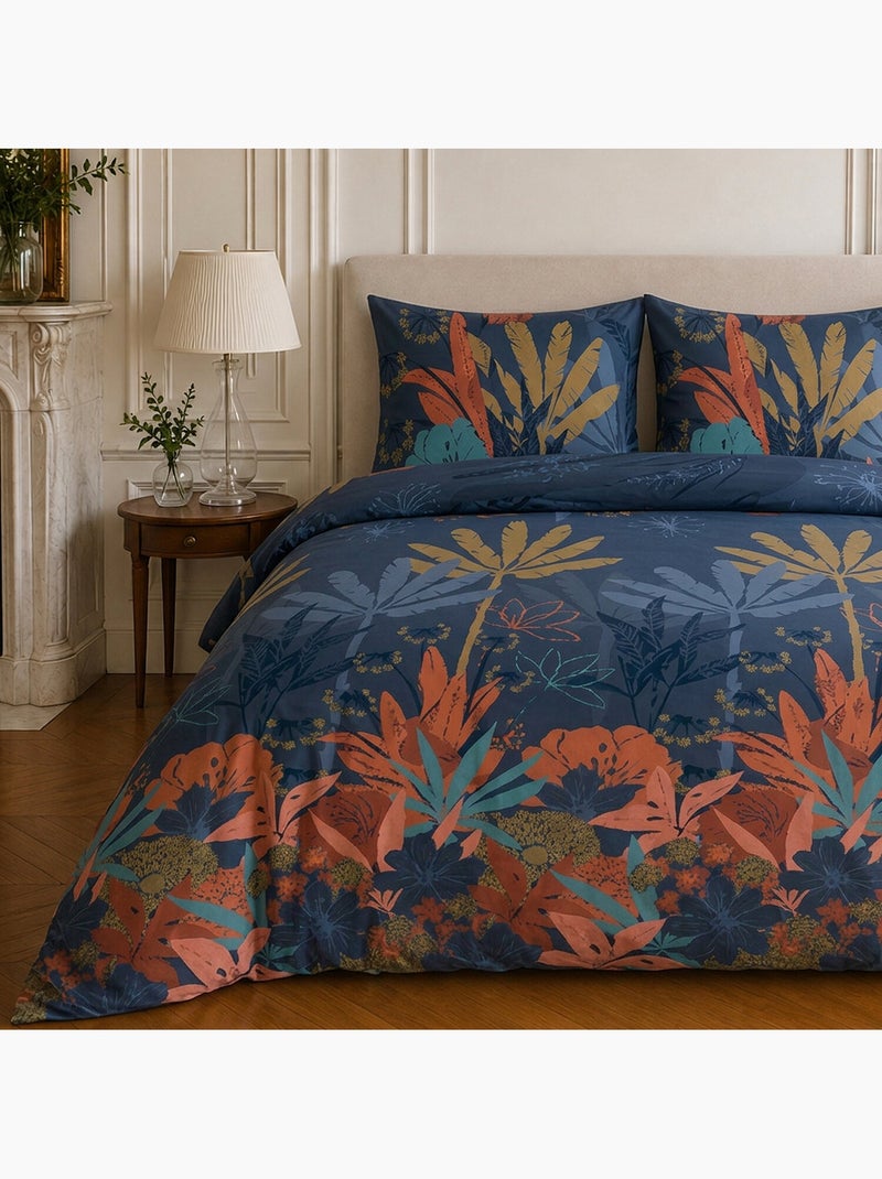 Parure de lit 100% microfibre motif tropical, funny palm Vert - Kiabi