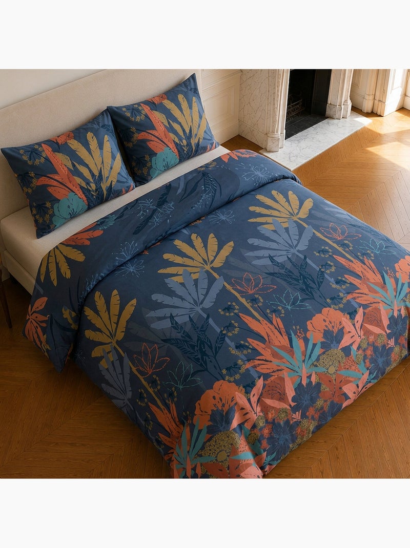 Parure de lit 100% microfibre motif tropical, funny palm Vert - Kiabi