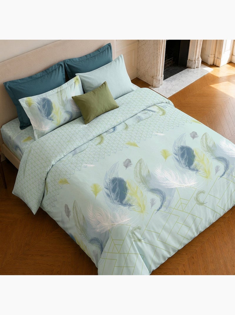 Parure de lit 100% microfibre motif tropical, paloma Vert d'eau - Kiabi