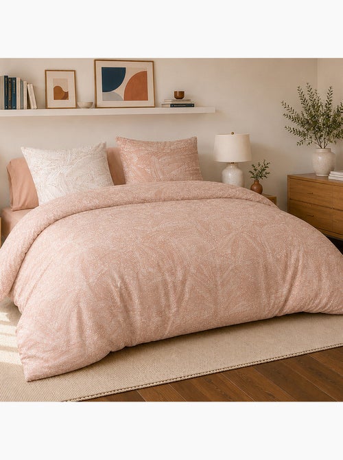 Parure de lit 100% percale de coton feuillages tropicales, ambre - Kiabi