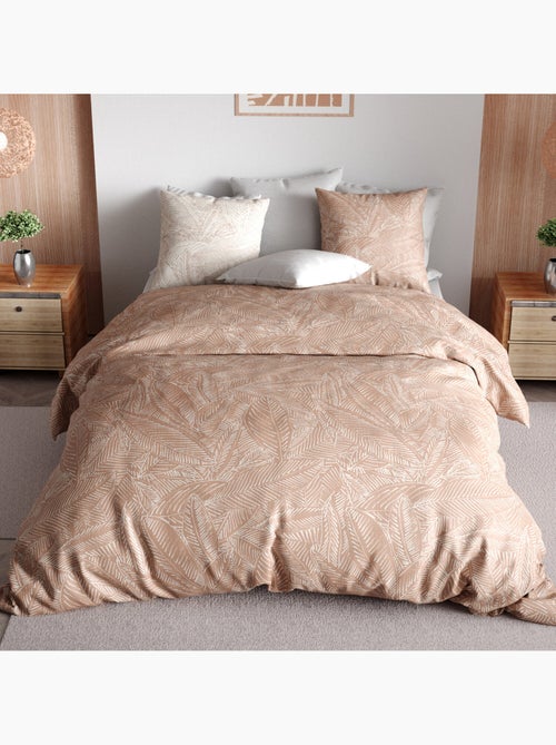 Parure de lit 100% percale de coton feuillages tropicales, ambre - Kiabi