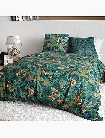 Parure de lit 100% percale de coton feuillages, zelya