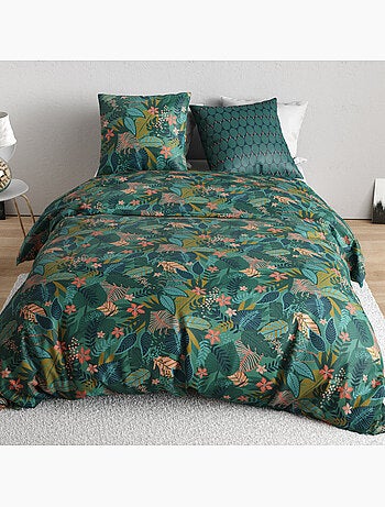 Parure de lit 100% percale de coton feuillages, zelya