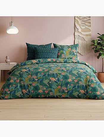 Parure de lit 100% percale de coton feuillages, zelya