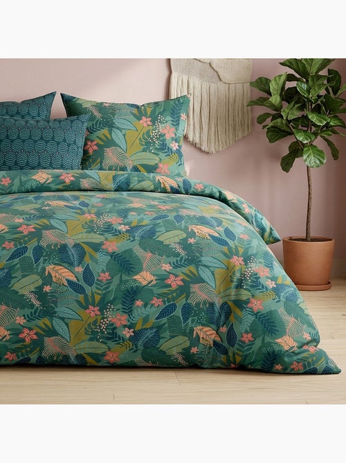 Parure de lit 100% percale de coton feuillages, zelya - Kiabi