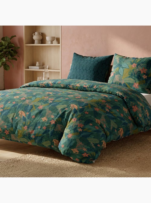 Parure de lit 100% percale de coton feuillages, zelya - Kiabi