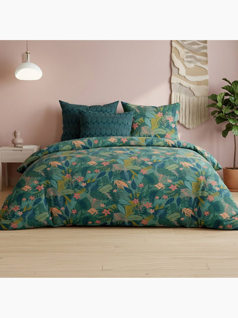 Parure de lit 100% percale de coton feuillages, zelya Multicolore - Kiabi