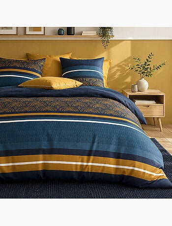 Parure de lit 100% percale de coton motif arches graphiques, noxor