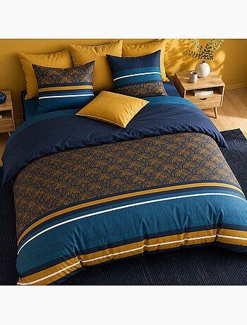 Parure de lit 100% percale de coton motif arches graphiques, noxor