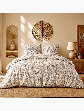 Parure de lit 100% percale de coton motif cachemire paisley, ishani