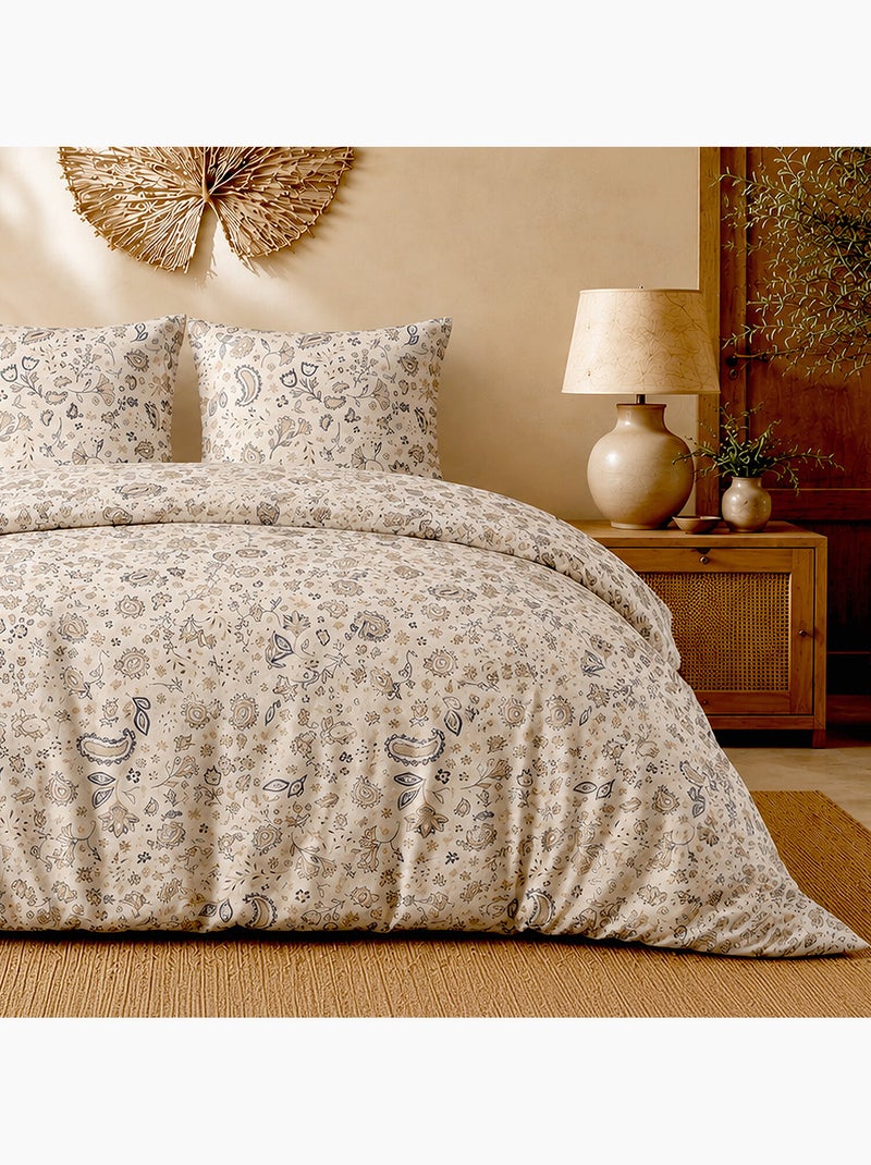 Parure de lit 100% percale de coton motif cachemire paisley, ishani Multicolore - Kiabi
