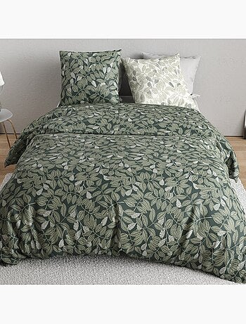 Parure de lit 100% percale de coton motif feuillage, emeride