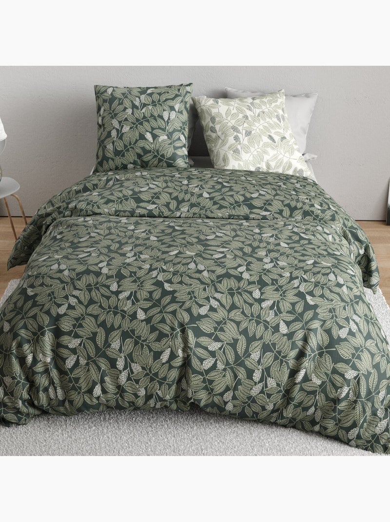 Parure de lit 100% percale de coton motif feuillage, emeride Multicolore - Kiabi