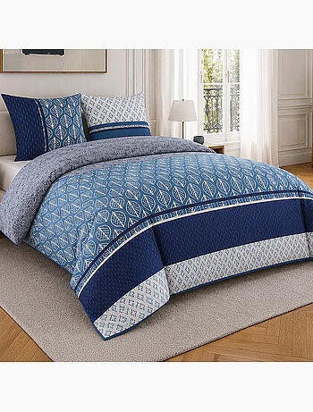 Parure de lit 100% percale de coton motif feuilles et graphique, tomy