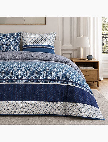 Parure de lit 100% percale de coton motif feuilles et graphique, tomy