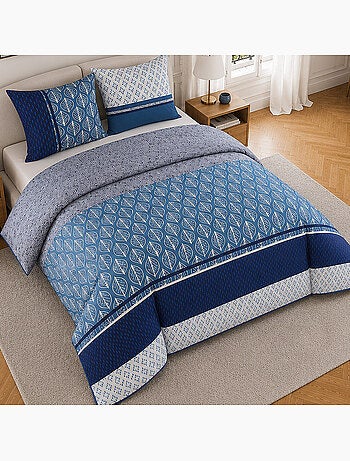 Parure de lit 100% percale de coton motif feuilles et graphique, tomy