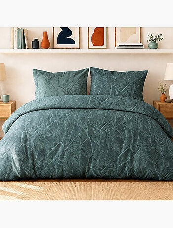 Parure de lit 100% percale de coton motif feuilles tropicales, sylvae