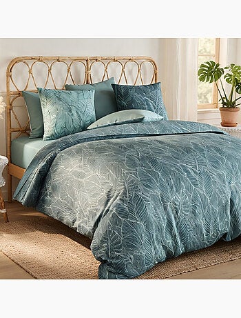 Parure de lit 100% percale de coton motif feuilles tropicales, sylvae