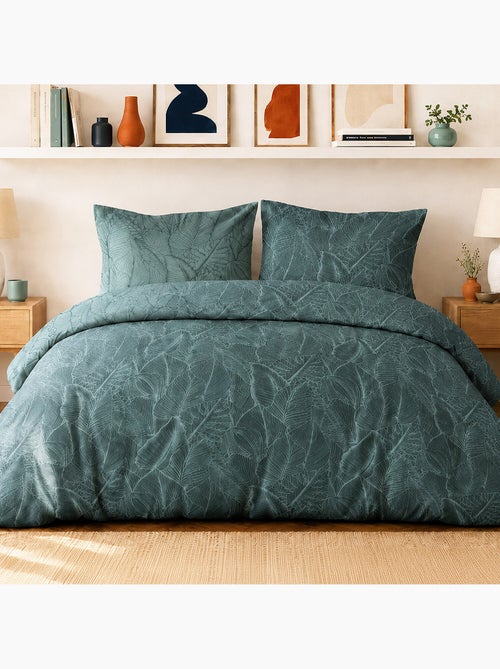Parure de lit 100% percale de coton motif feuilles tropicales, sylvae - Kiabi