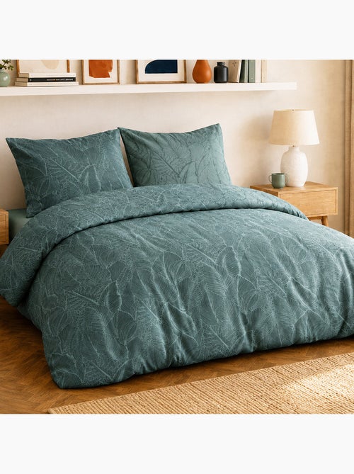 Parure de lit 100% percale de coton motif feuilles tropicales, sylvae - Kiabi