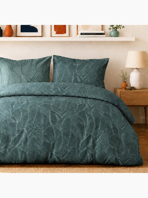 Parure de lit 100% percale de coton motif feuilles tropicales, sylvae - Kiabi