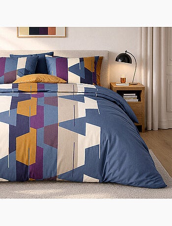 Parure de lit 100% percale de coton motif géométrique abstrait, axom