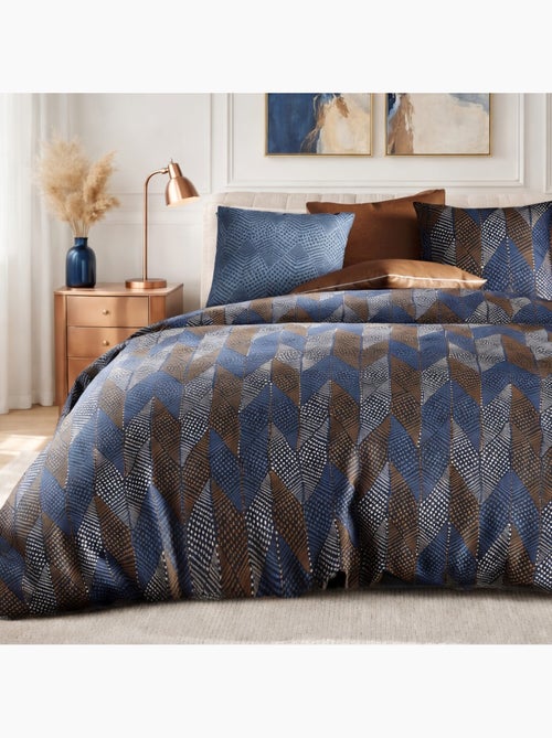 Parure de lit 100% percale de coton motif losanges à pois, blusky - Kiabi Parure de lit 100% percale de coton motif losanges à pois, blusky - Kiabi