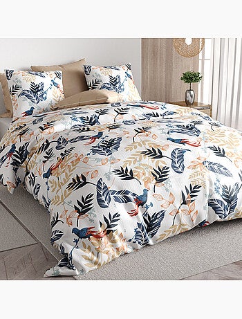 Parure de lit 100% percale de coton motif tropical, oizel
