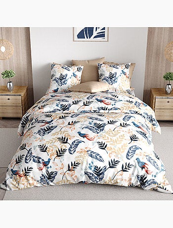 Parure de lit 100% percale de coton motif tropical, oizel