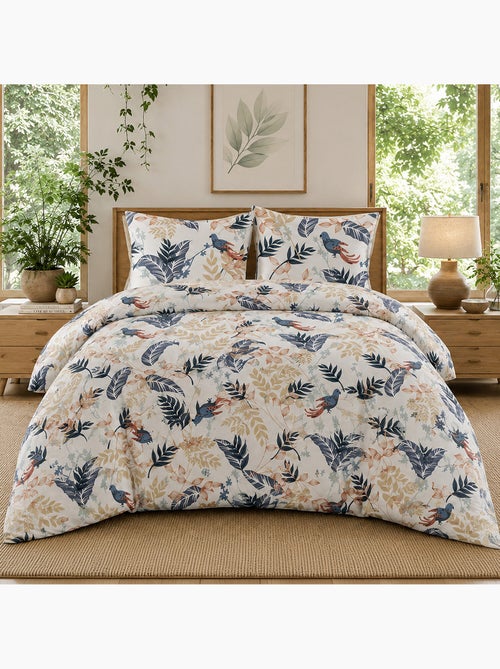 Parure de lit 100% percale de coton motif tropical, oizel - Kiabi Parure de lit 100% percale de coton motif tropical, oizel - Kiabi