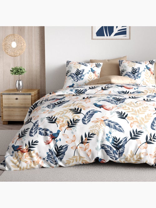 Parure de lit 100% percale de coton motif tropical, oizel - Kiabi Parure de lit 100% percale de coton motif tropical, oizel - Kiabi