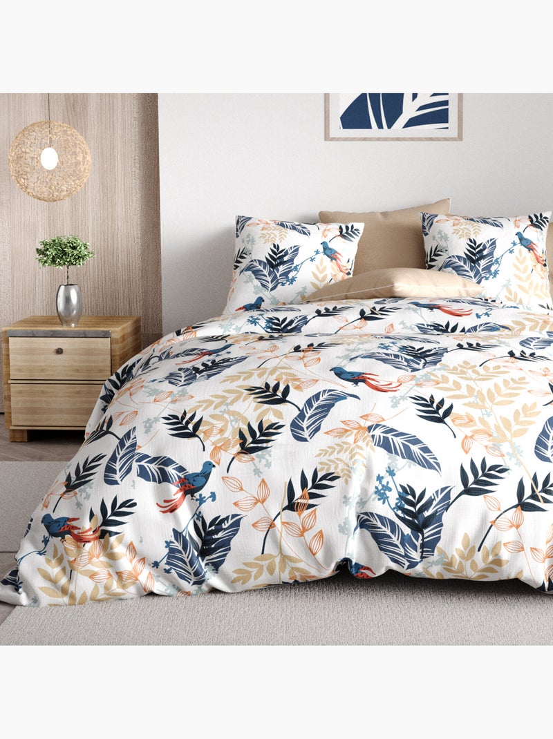 Parure de lit 100% percale de coton motif tropical, oizel Multicolore - Kiabi
