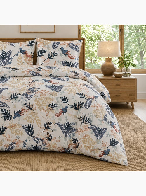 Parure de lit 100% percale de coton motif tropical, oizel - Kiabi Parure de lit 100% percale de coton motif tropical, oizel - Kiabi