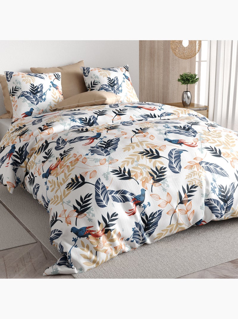 Parure de lit 100% percale de coton motif tropical, oizel Multicolore - Kiabi
